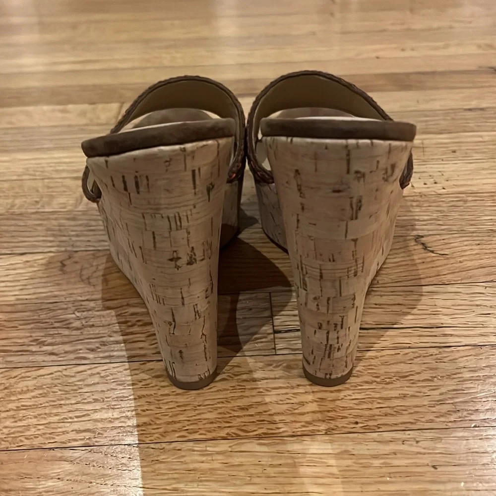Veronica Beard Dali Platform Wedge Sandal Multi Woven Raffia Cork Size 9.5 New